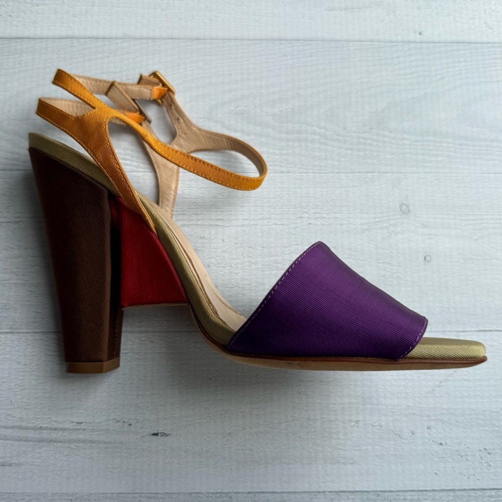 RARE Fendi Nappa Baguette Color Block Double Ankle Strap Heel Sandals Size 36/6 - Picture 6 of 11